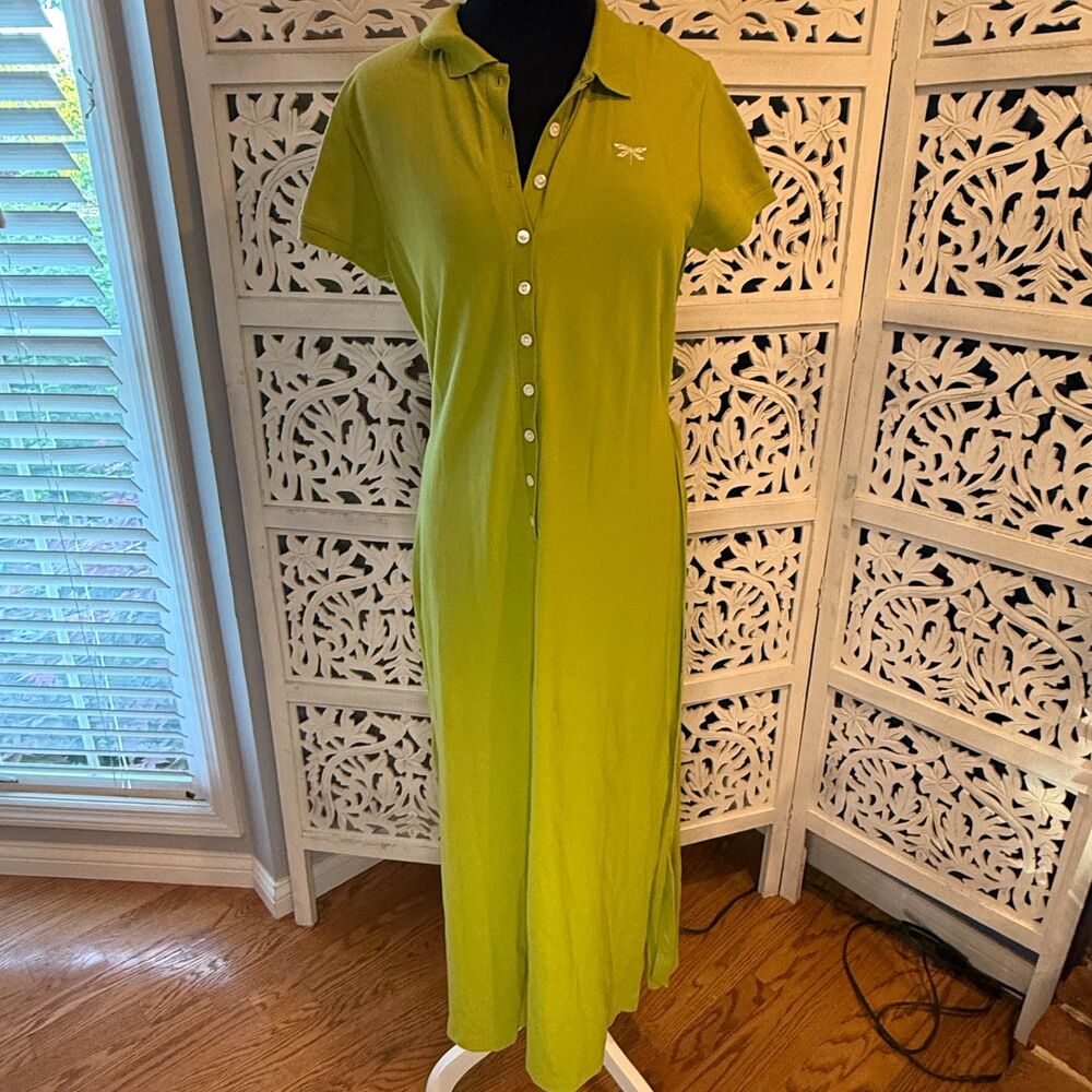 NWT Talbots Green (Chartreuse) Button-up Dress Size Med New With Tags